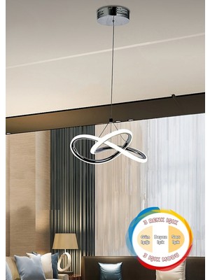 Allians 3 Renk LED Işıklı Modern Tekli Sarkıt Avize, Şık ve Parlak Dekorasyon