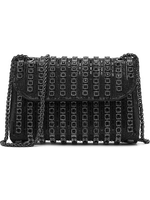 Derimod Kadın Siyah Zincir Askılı Taşlı Abiye Çantası 26PBD2950TS