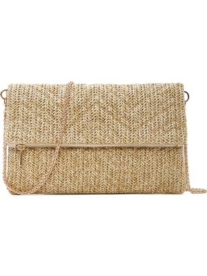 Derimod Kadın Bej Zincir Askılı Hasır Portföy Çanta 26SBD2213M7