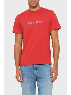 Tommy Jeans Logolu % 100 Pamuk Slim Fit Bisiklet Yaka T Shirt Erkek T Shirt DM0DM22333 Xl0