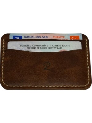 Parla Leather Simona El Yapımı Hakiki Gerçek Deri Taba Renk Kart Cüzdanı