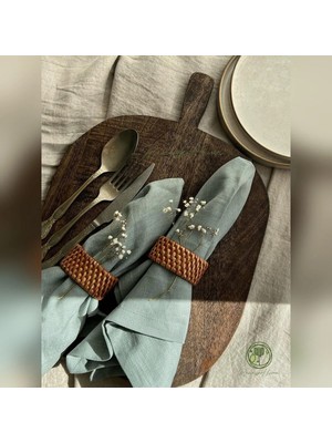 Renesse Home Aryana El Yapımı Rattan Peçete Halkası Seti – Doğal Hasır Dekoratif Sofra Aksesuarı - 6 Adet