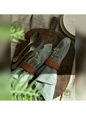 Renesse Home Aryana El Yapımı Rattan Peçete Halkası Seti – Doğal Hasır Dekoratif Sofra Aksesuarı - 8 Adet