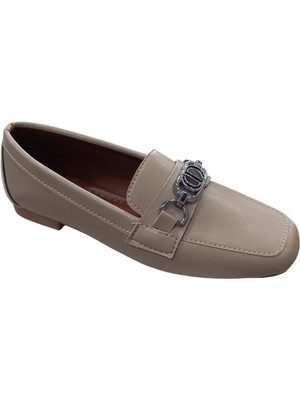 Modayak Tfm Vizon Beyaz Kemer Tokalı  Cilt  Kadın Babet