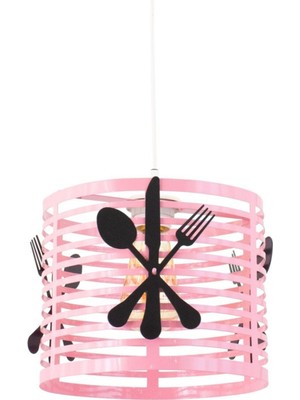 Allians Modern Sarkıt Avize ile Pembe Çatal Kaşık Bıçak Dekorasyonu