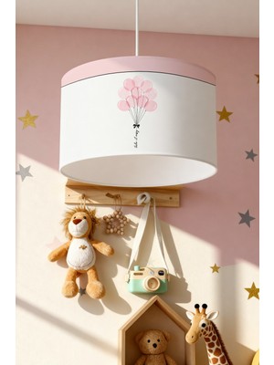 Allians Pembe Balonlar Desenli Çocuk Odası Avizesi, Renkli ve Neşeli Tasarım