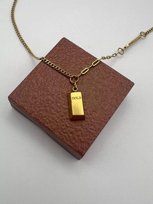 Badiva.co Çelik Altın Külçesi Kolye 40+5cm