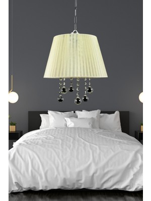 Allians Organze Pudra Krem Sarkıt Taşlı Avize, Şık ve Zarif Aydınlatma