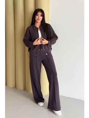 Balenbi Kadın Oversize Fermuarlı Modal Spor Takım Wide Leg Bol Paça 1194 - Form Serisi