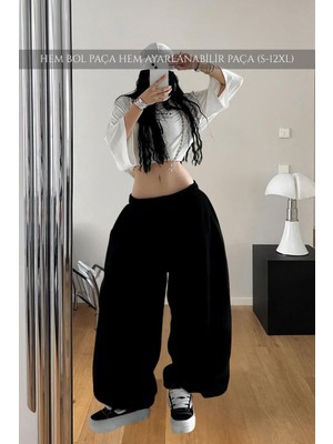 Vladivosto Oversize Baggy Büyük Beden Eşofman Altı Bol Kalıp Bol Paça Rahat Nefes Alan Kumaş Yüksek Bel