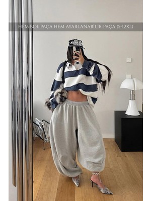 Vladivosto Oversize Baggy Büyük Beden Eşofman Altı Bol Kalıp Bol Paça Rahat Nefes Alan Kumaş Yüksek Bel