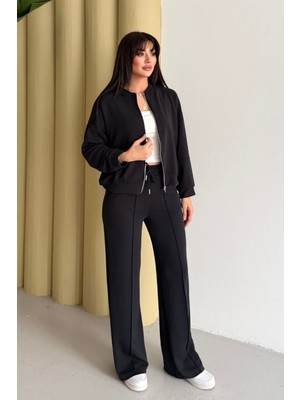 Balenbi Kadın Oversize Fermuarlı Modal Spor Takım Wide Leg Bol Paça 1194 - Form Serisi