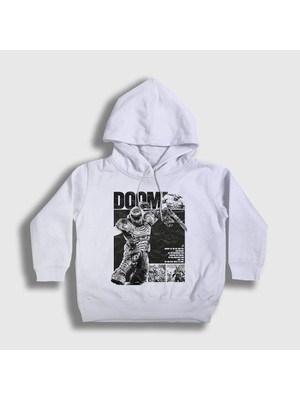 Presmono Unisex Çocuk Beyaz Doom Slayer Doom The Dark Ages Kapüşonlu Sweatshirt
