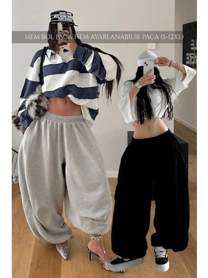 Vladivosto Oversize Baggy Büyük Beden Eşofman Altı Bol Kalıp Bol Paça Rahat Nefes Alan Kumaş Yüksek Bel