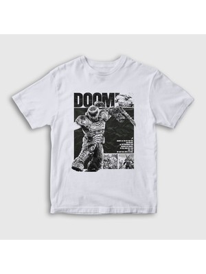 Presmono Unisex Çocuk Beyaz Doom Slayer Doom The Dark Ages T-Shirt