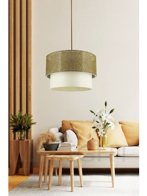 Allians Şık Hasır Sarkıt Avize, Kahve-Bej Renk, Modern Dekorasyon Aksesuarı