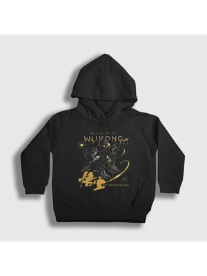 Presmono Unisex Çocuk Siyah Destined One Black Myth Wukong Kapüşonlu Sweatshirt