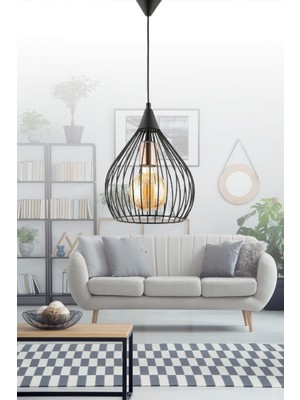 Allians Siyah Tekli Sarkıt Avize, Oturma, Salon, Mutfak, Ofis ve Hol Için