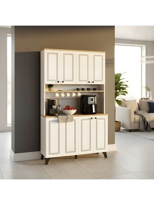 Misterium Zen Country Mutfak Airfryer ve Kahve Makinesi Bölmeli Kahve Köşesi - Beyaz