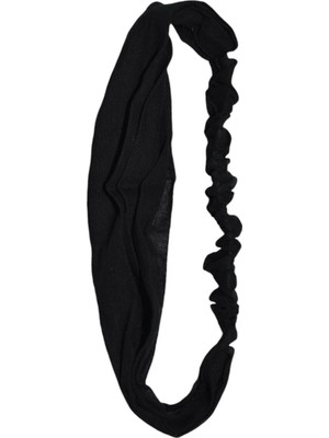 Lastikli Bandana Paraşüt Model Saç Bandı Siyah Düz