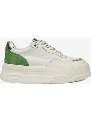 Greyder Kadın Beyaz Yeşil Hakiki Deri Sneaker Ayakkabı 4Y2SA59041