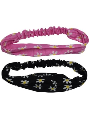 Lastikli Paraşüt Bandana Papatya Desenli 2 Li