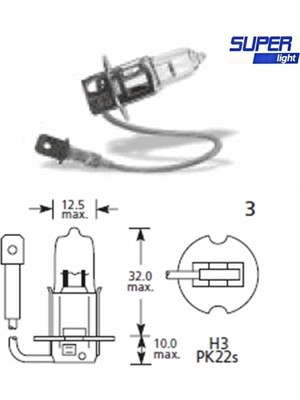 Hayat Store Super Light H3 Halojen Far Ampülü 12 Volt 60-55 Watt