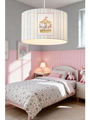 Allians Renkli Çizgili Atlıkarınca Desenli Çocuk Odası Avizesi