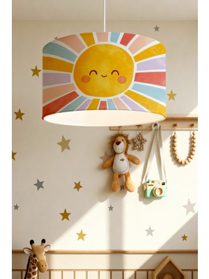 Allians Renkli Gökkuşağı Desenli Çocuk Odası Modern Avize