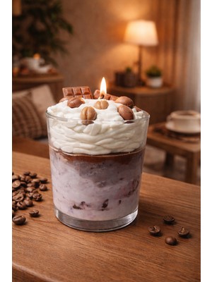 Calinda Candles Kahve Kokulu Kremalı Mum | Çikolata & Kahve Detaylı %100 Soya Wax El Yapımı Dekoratif Mum