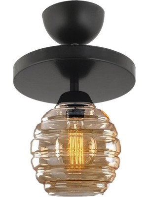 Allians Modern Yuvarlak Bal Camlı Tekli Plafonyer Avize, Şık ve Zarif Tasarım