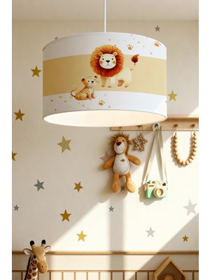 Allians Renkli Aslan ve Minik Dostu Desenli Çocuk Odası Avize