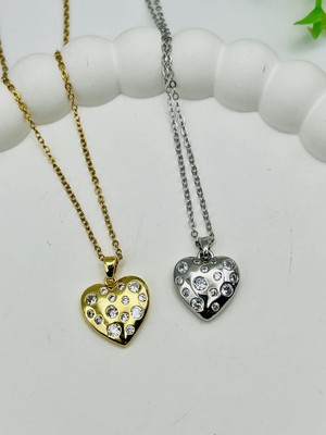 Badiva.co Kalpli Taşlı Çelik Kolye