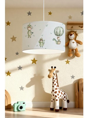 Allians Çocuk Odası Dinozor Desenli Renkli Avize, Şık ve Eğlenceli Tasarım