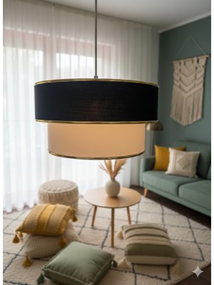 Allians 2 Katlı Kumaş Başlıklı Modern Avize, Yatak ve Çocuk Odası Için Şık Aydınlatma