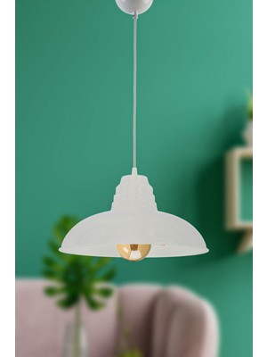 Allians Modern Rustik Metal Sarkıt Avize, 32 cm Beyaz, Mutfak ve Cafe Dekoru