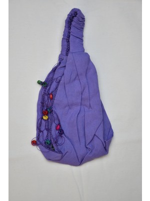 Lastikli Boncuklu Düz Renk Mor Paşüt Model Saç Bandı Bandana