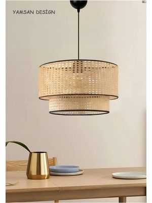 Allians Doğal Hazeran Rattan 2 Katlı Pasta Sarkıt Avize, Şık ve Zarif Aydınlatma