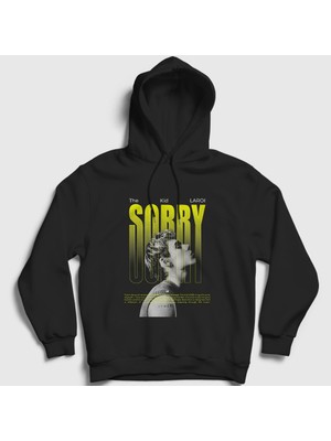 Presmono Unisex Siyah Sorry The Kid Laroı Kapüşonlu Sweatshirt