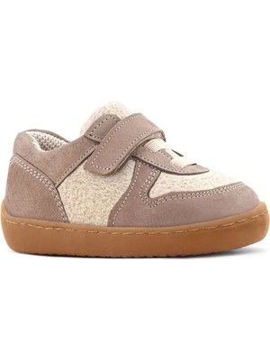 Rakerplus Bob Hakiki Deri Krem Kum Pofuduk Barefoot Cırtlı Lastikli Bebek Sneaker Ayakkabı