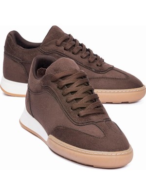 Mubiano Kadın Süet Sneaker Bağcıklı Günlük Spor Ayakkabı Lavin Kahverengi
