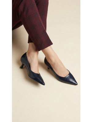 Emienza Start Rustik Vegan Deri Sivri Burun Topuklu Ayakkabı