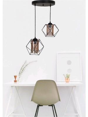 Allians Şık Siyah Prizma Sarkıt Avize Çiftli Set, Modern ve Elegant Aydınlatma