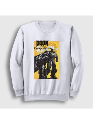 Presmono Unisex Beyaz Poster Doom The Dark Ages Sweatshirt