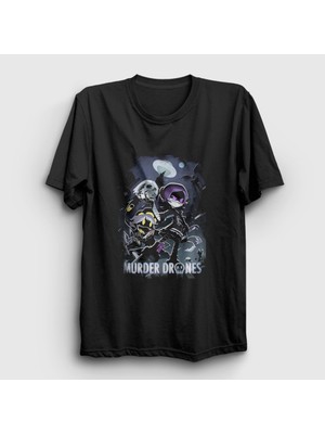 Presmono Unisex Siyah Poster Murder Drones T-Shirt