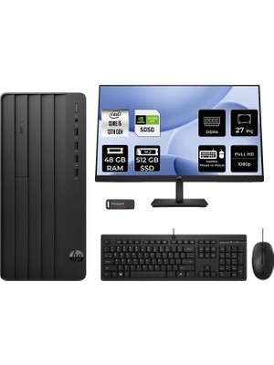 HP Pro Tower 290 G9 i5 13500 RTX 5050 8GB 48GB RAM 512GB SSD 27" FHD FreeDOS B70VKATPN981 Masaüstü Bilgisayar + Per4 USB
