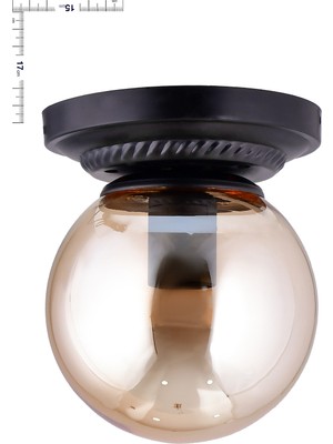 Allians Şık Siyah Küre Bal Camlı Armatür Plafonyer, Modern Tavan Aydınlatması