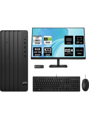 Hp Pro Tower 290 G9 Intel Core I5 12500 48GB 512GB SSD RTX3050/6GB 27" Fhd Monitör Fdos Masaüstü Bilgisayar & Per4 USB Bellek B70VDATPN933