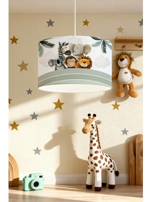 Allians Çocuk Odası Yeşil Gökkuşağı ve Sevimli Hayvanlar Avizesi