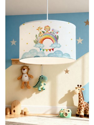 Allians Parıldayan Gökkuşağı Desenli Çocuk Odası Avize, Renkli ve Şık Tasarım